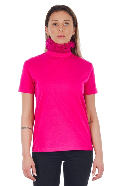 Shop Frankie Morello High   Neck Short Sleeve  Tops & T-shirt In Pink