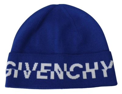Shop Givenchy Blue Wool Unisex Winter Warm Beanie Hat