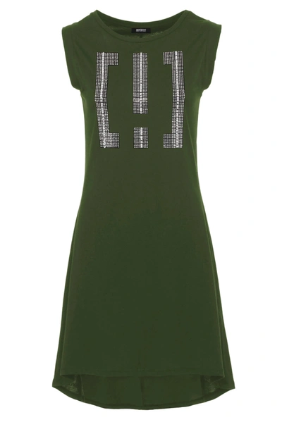 Shop Imperfect Cotton Embellished With Rhinestones And Beads Dress In Green