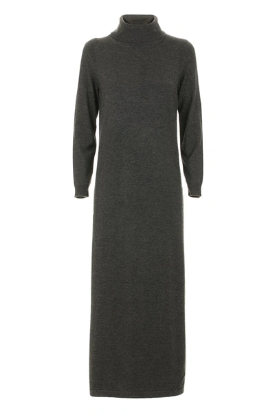 Shop Imperfect High Collar  Dress In Gray