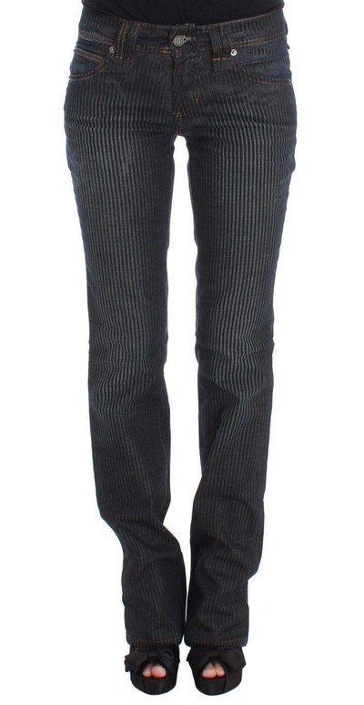 John Galliano Wash Cotton Blend Slim Fit Bootcut Women's Jeans In Blue