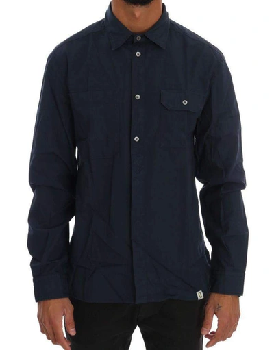 Shop John Galliano Casual Cotton Long Sleeve Shirt In Blue