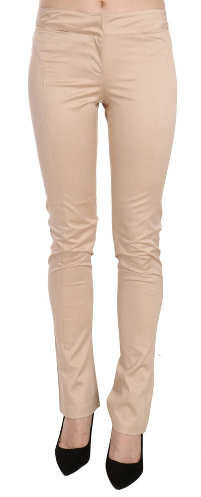 Just Cavalli Cream Low Waist Skinny Formal Trousers Pants In Cream