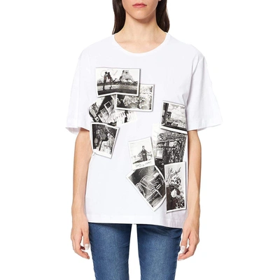 Shop Love Moschino Oversized Photo Printed  Tops & T-shirt In White