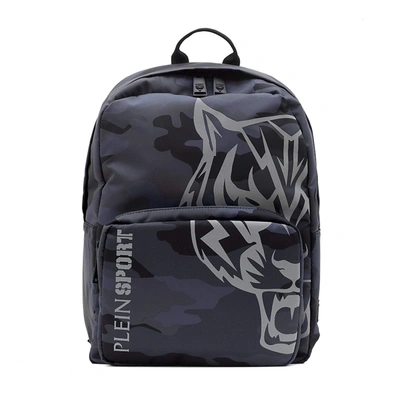 Shop Plein Sport Grigio Polyester Backpack In Grey