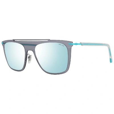 Shop Police Pl581  Mirrored Rectangle Sunglasses In Blue