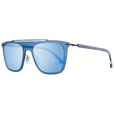 Shop Police Pl581m Mirrored Rectangle Sunglasses In Blue