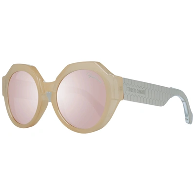 Shop Roberto Cavalli Rc1100 Mirrored Oval Sunglasses In Cream