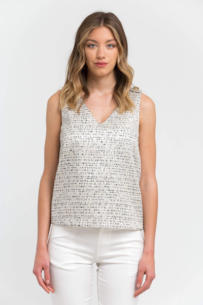 Shop Trussardi V-neck Fantasy Effect  Tops & T-shirt In Beige