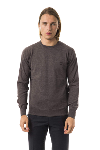 Shop Uominitaliani Emboidered  Crew Neck Sweater In Gray