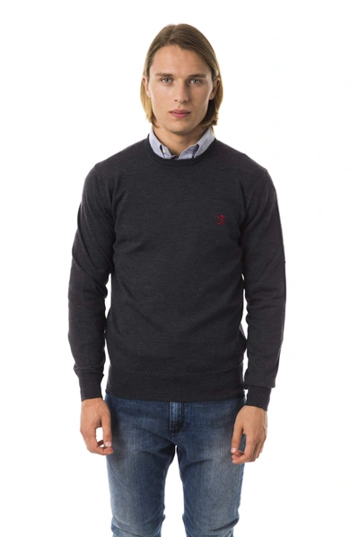 Shop Uominitaliani Emboidered  Crew Neck Sweater In Gray