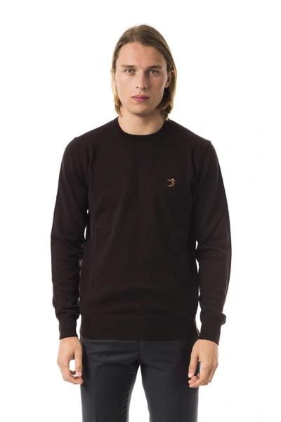 Shop Uominitaliani Emboidered  Crew Neck Sweater In Brown