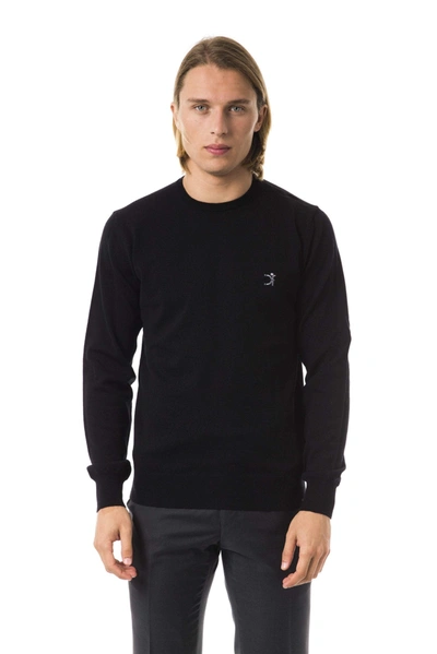 Shop Uominitaliani Emboidered  Crew Neck Sweater In Black