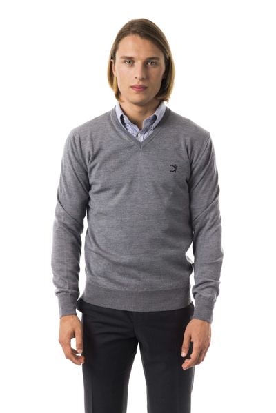 Shop Uominitaliani V-neck Emroidered Sweater In Gray