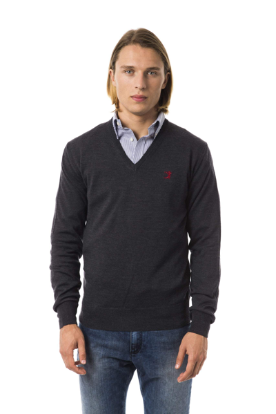 Shop Uominitaliani V-neck Emroidered Sweater In Gray