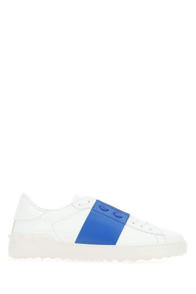 Shop Valentino White Calf Leather Open Sneakers