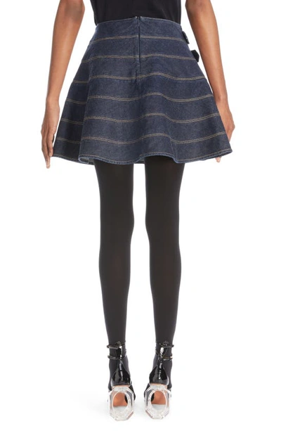 Shop Alaïa Japanese Denim A-line Miniskirt In Bleu Denim