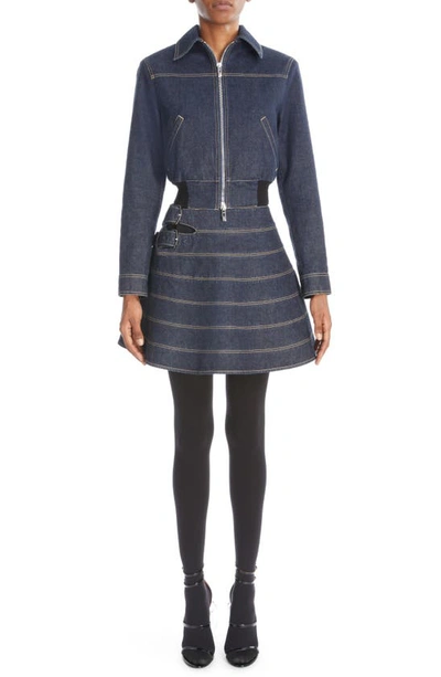 Shop Alaïa Japanese Denim A-line Miniskirt In Bleu Denim