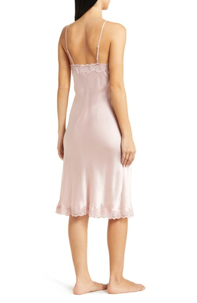 Shop Papinelle Camille Lace Trim Silk Nightgown In Pink