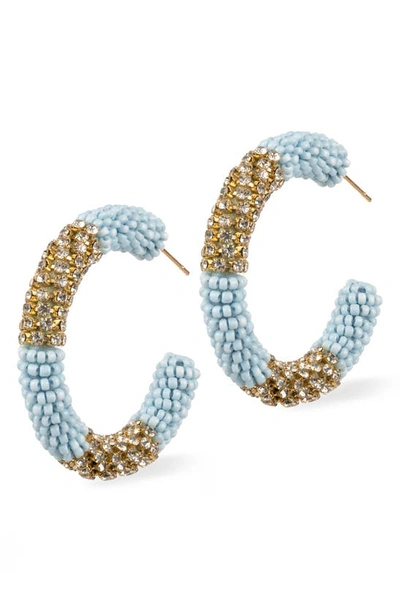Shop Deepa Gurnani Lana Beaded Hoop Earrings In Baby Blue