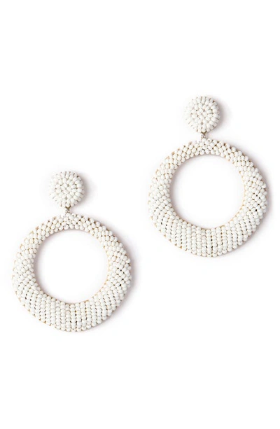 Shop Deepa Gurnani Asta Beaded Hoop Drop Earrings In White