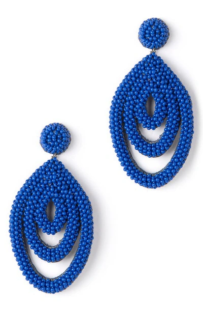 Shop Deepa Gurnani Mirabai Beaded Drop Earrings In Cobalt