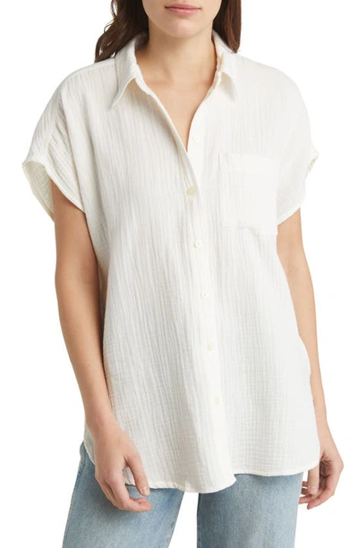 Shop Madewell Lightspun Dolman-sleeve Button-up Shirt In Lighthouse
