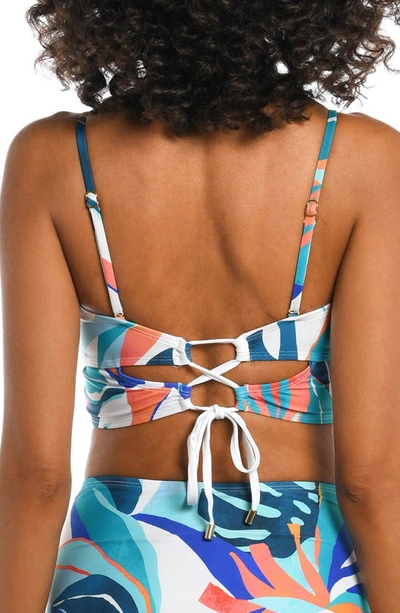 Shop La Blanca Coastal Palms Longline Bikini Top In Ice Blue