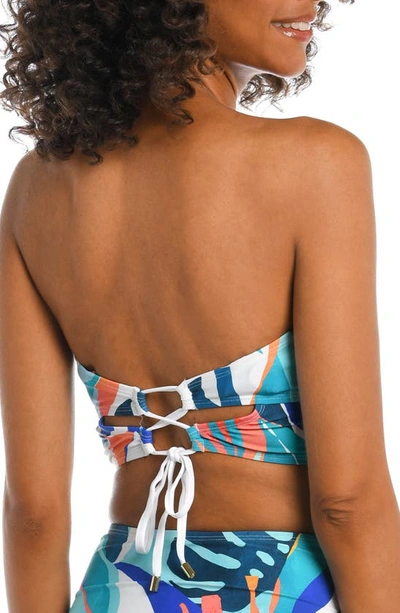 Shop La Blanca Coastal Palms Longline Bikini Top In Ice Blue