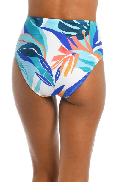 Shop La Blanca Coastal Palms High Waist Bikini Bottoms In Ice Blue