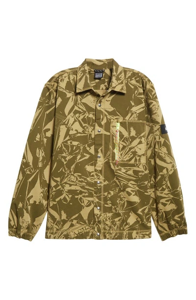 Shop Aries Crinkle Camo Logo Cotton Twill Jacket In Argn Army Green