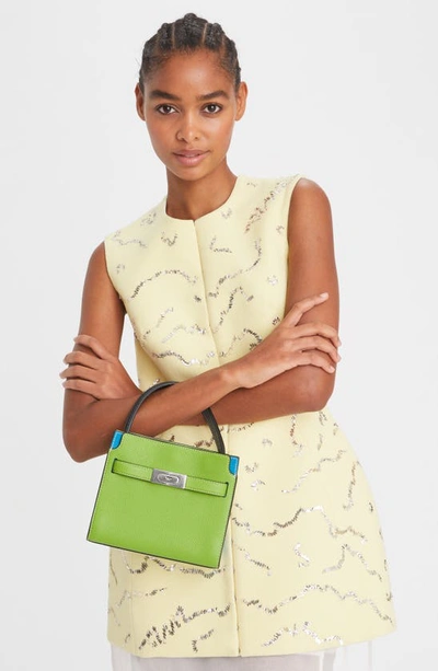 Shop Tory Burch Petite Lee Radziwill Pebble Leather Double Bag In Wheat Grass