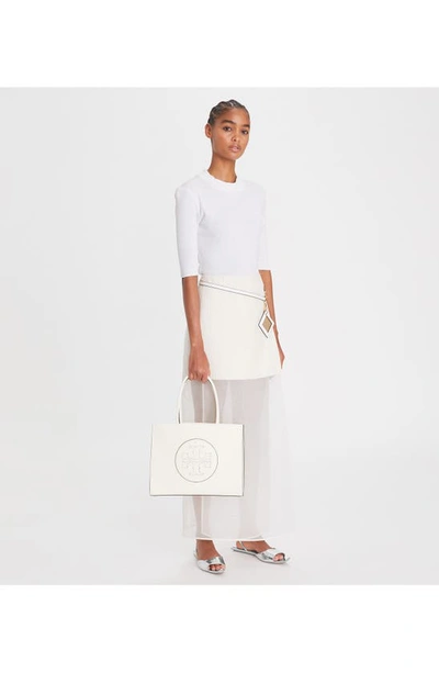 Tory Burch Small Ella Faux Leather Tote In Warm White