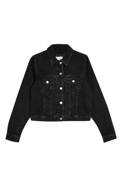 Shop Topshop Tilda Crop Denim Jacket In Washed Black