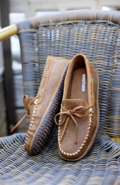 Shop Minnetonka Tie Tread Loafer In Brown