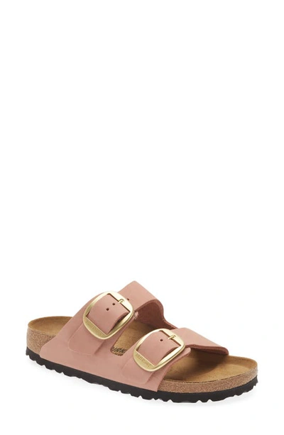Birkenstock Arizona Big Buckle Womens Faux Leather Slip On Slide Sandals In Old Rose