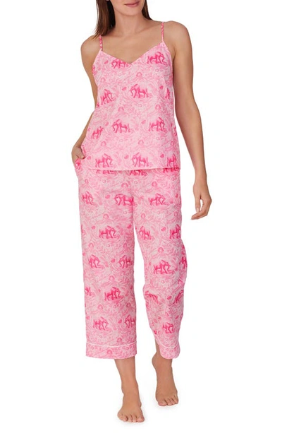 Shop Bedhead Pajamas Print Organic Cotton Poplin Crop Pajamas In Elegant Elephants