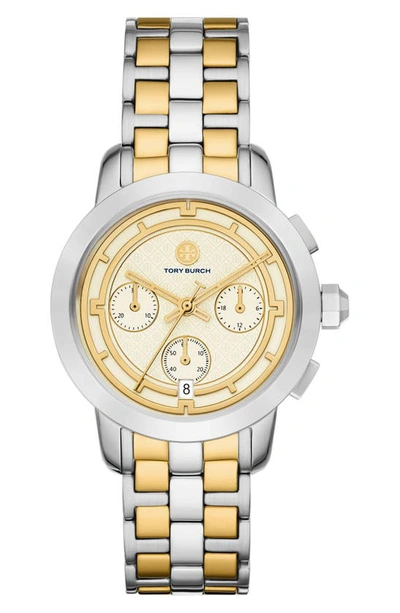 Tory Burch The Tory Two-tone Chronograph Bracelet Watch, 37mm In Two-tone