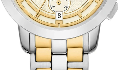 Shop Tory Burch The Tory Two-tone Chronograph Bracelet Watch, 37mm