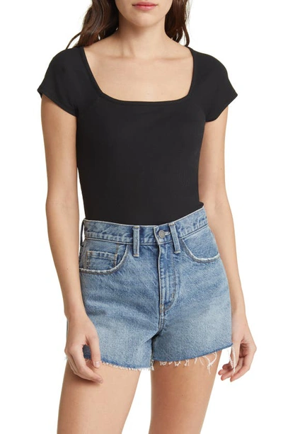 Shop Madewell Brightside Square Neck T-shirt In True Black