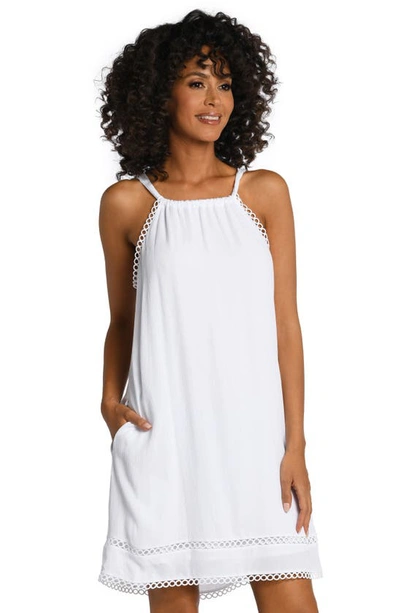 Shop La Blanca Illusion Crinkle Cover-up Dress In White