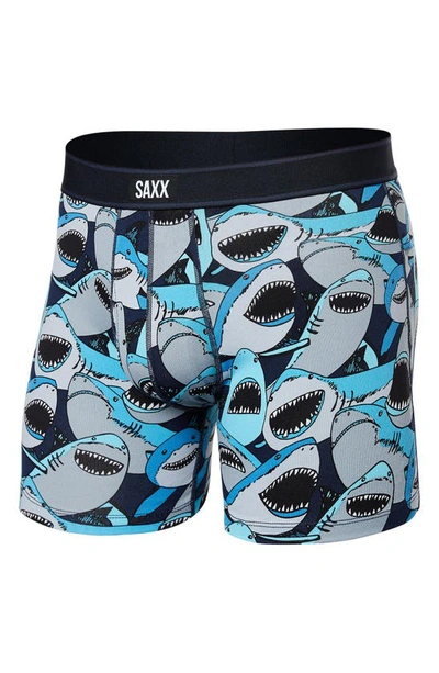 Shop Saxx Daytripper Slim Fit Boxer Briefs In Shark Tank Camo- Navy