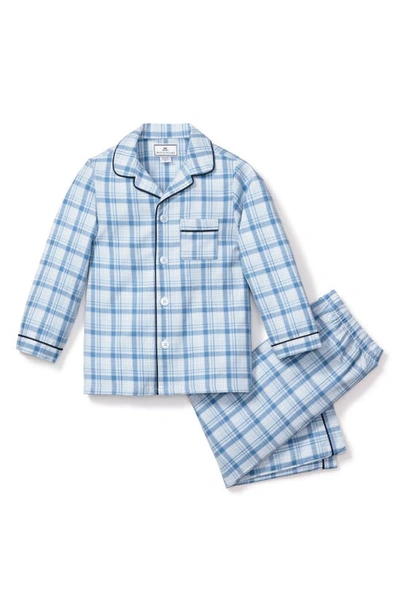 Shop Petite Plume Kids' Seafarer Tartan Plaid Two-piece Pajamas In Blue