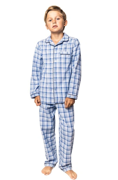 Shop Petite Plume Kids' Seafarer Tartan Plaid Two-piece Pajamas In Blue