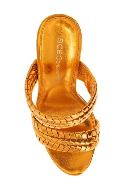 Shop Bcbgeneration Jendi Slide Sandal In Tangerine Metallic