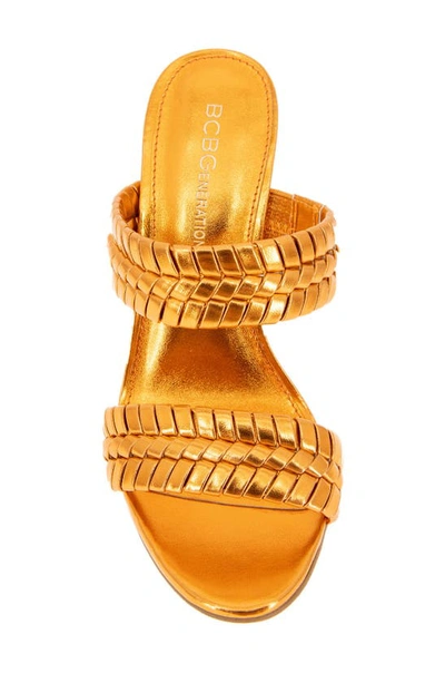 Shop Bcbgeneration Jendi Slide Sandal In Tangerine Metallic