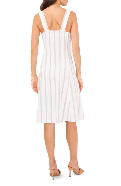 Shop Vince Camuto Stripe Linen Blend Midi Dress In Beige