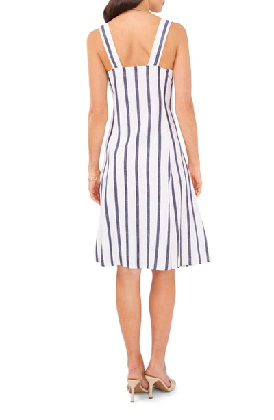 Shop Vince Camuto Stripe Linen Blend Midi Dress In Navy Blue