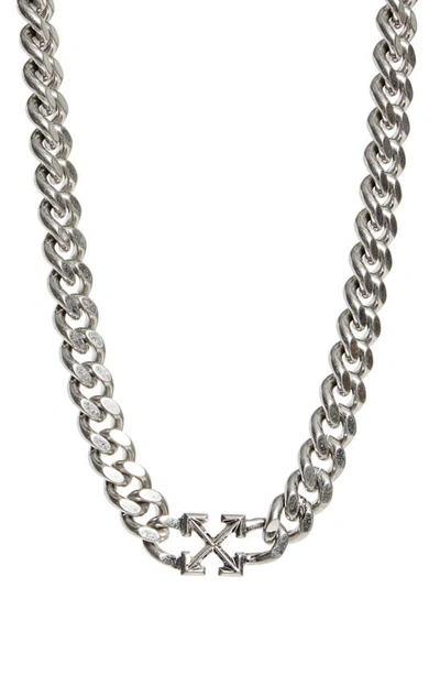 Shop Off-white Arrow Pendant Chain Necklace In Silver