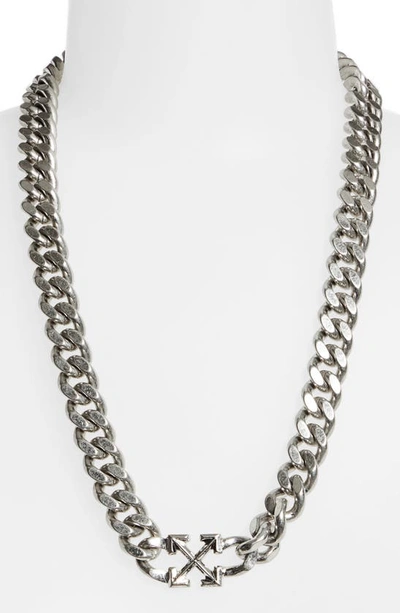 Shop Off-white Arrow Pendant Chain Necklace In Silver